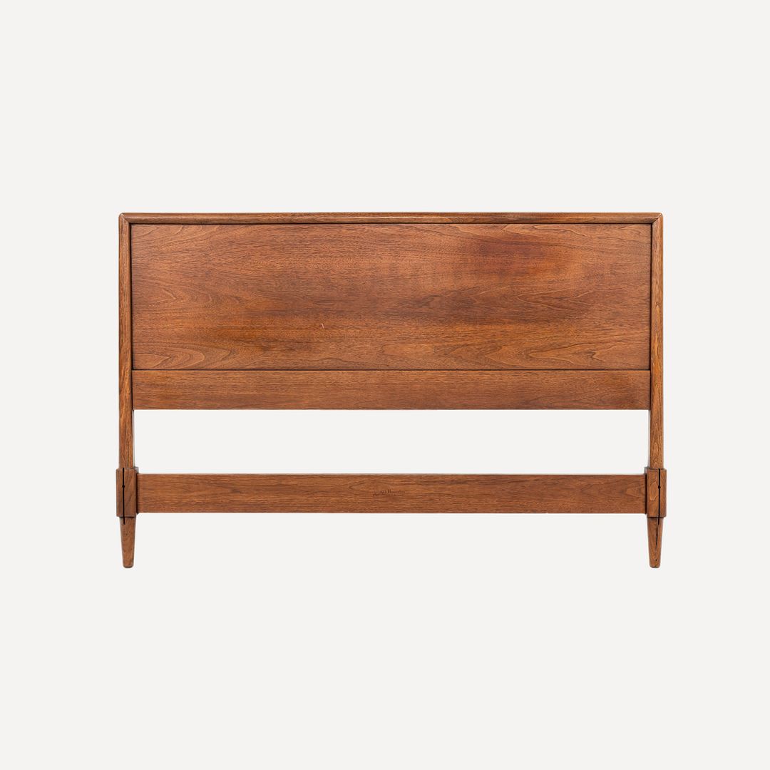 1950s Henredon Furniture Circa 60 Full Sized Headboard and Footboard in Walnut
