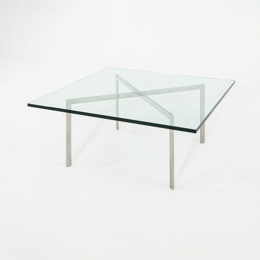 1960s Barcelona Coffee Table by Mies van der Rohe for Knoll in Glass and Stainless Steel