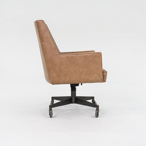 1960s Stow Davis Office Desk Chairs in Tan Leather with Bronze Bases 3x Available