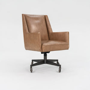 1960s Stow Davis Office Desk Chairs in Tan Leather with Bronze Bases 3x Available
