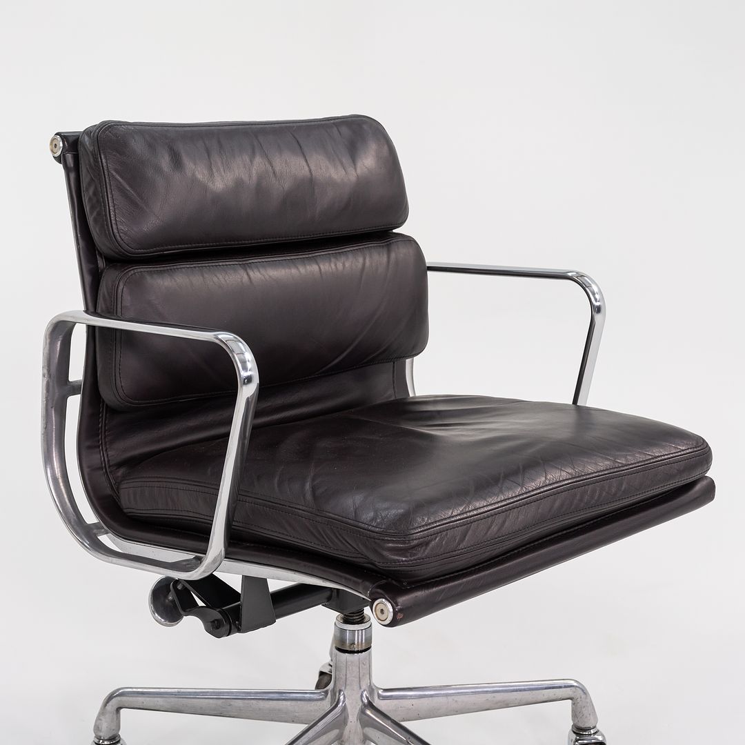 SOLD 1993 Soft Pad Management Desk Chair, EA435 by Ray and Charles Eames for Herman Miller in Brown Leather 2x Available