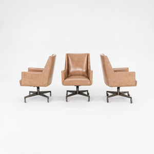 1960s Stow Davis Office Desk Chairs in Tan Leather with Bronze Bases 3x Available
