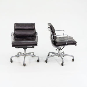 SOLD 1993 Soft Pad Management Desk Chair, EA435 by Ray and Charles Eames for Herman Miller in Brown Leather 2x Available