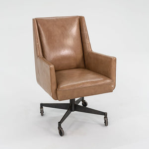 1960s Stow Davis Office Desk Chairs in Tan Leather with Bronze Bases 3x Available