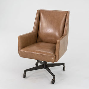 1960s Stow Davis Office Desk Chairs in Tan Leather with Bronze Bases 3x Available
