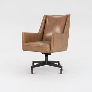 1960s Stow Davis Office Desk Chairs in Tan Leather with Bronze Bases 3x Available