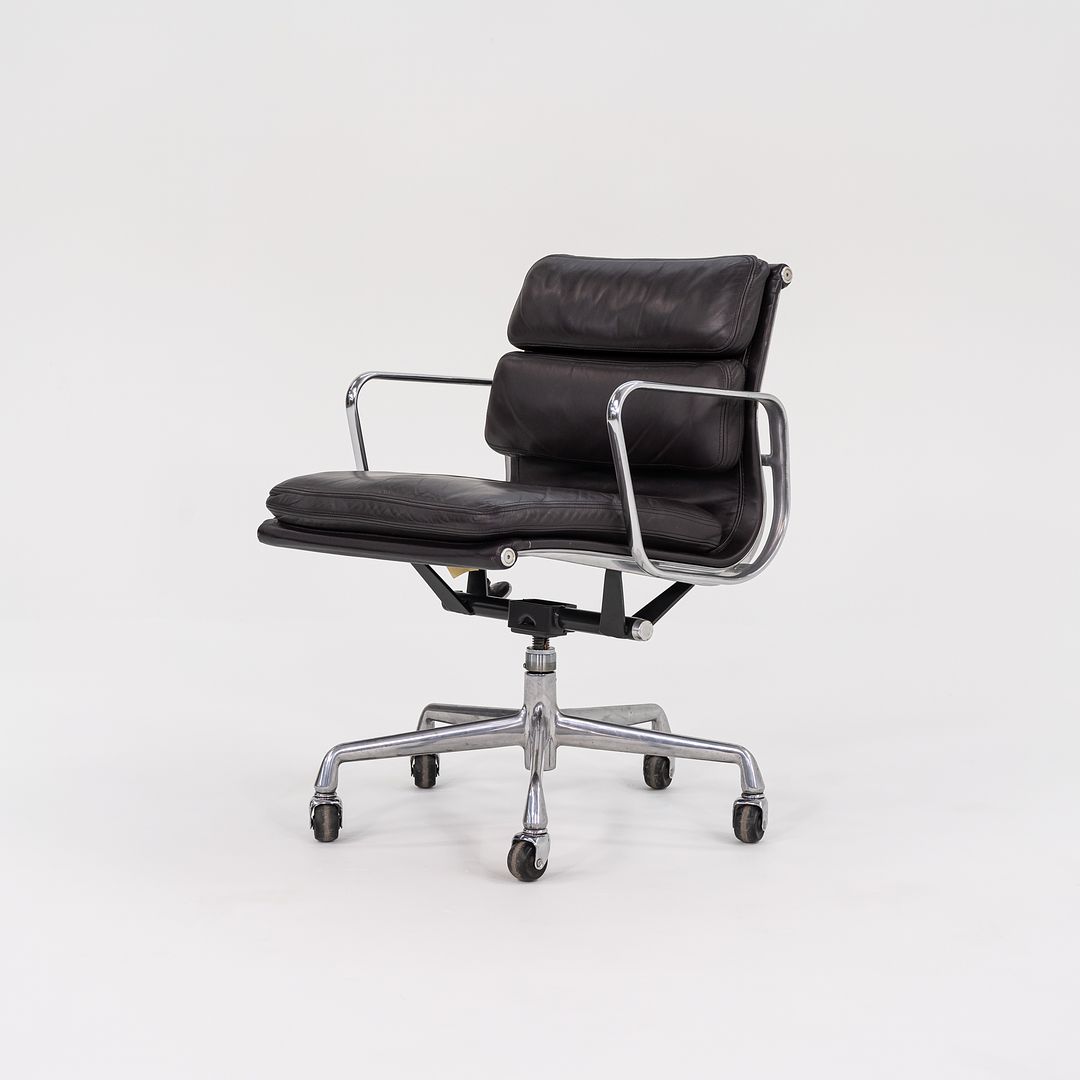 SOLD 1993 Soft Pad Management Desk Chair, EA435 by Ray and Charles Eames for Herman Miller in Brown Leather 2x Available