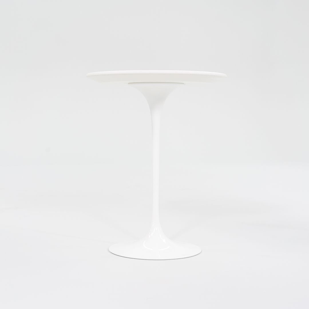 SOLD 2008 Pedestal Round Side Table, Model 16OTR by Eero Saarinen for Knoll Aluminum, Laminate, Powdercoat, Fiberboard