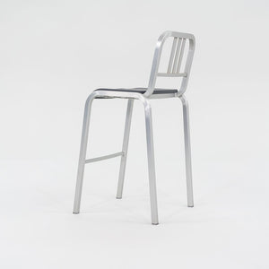 2022 Nine-O Bar Stool by Ettore Sottsass for Emeco in Brushed Aluminum with Grey Seat 21x Available