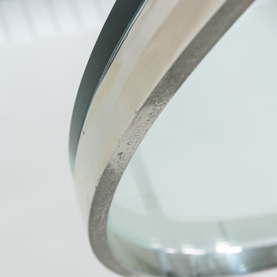SOLD 1985 TA.35.42G Coffee Table by Nicos Zographos for Zographos Designs in Stainless Steel and Glass