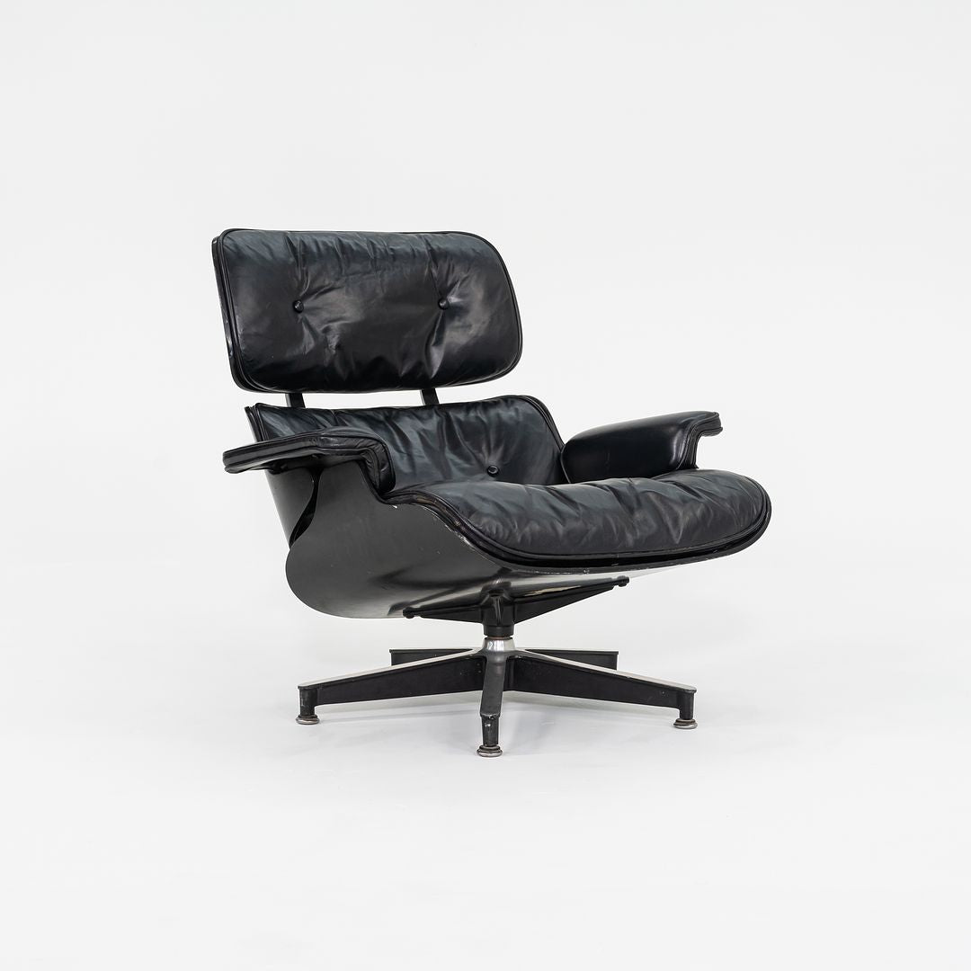 1963 Mega Rare Herman Miller Eames Lounge Chair and Ottoman 670 & 671 by Charles and Ray Eames in Ebonized Wood with Black Leather