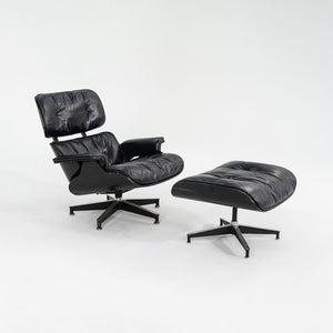 1963 Mega Rare Herman Miller Eames Lounge Chair and Ottoman 670 & 671 by Charles and Ray Eames in Ebonized Wood with Black Leather