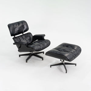 1963 Mega Rare Herman Miller Eames Lounge Chair and Ottoman 670 & 671 by Charles and Ray Eames in Ebonized Wood with Black Leather