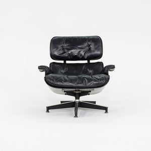 1963 Mega Rare Herman Miller Eames Lounge Chair and Ottoman 670 & 671 by Charles and Ray Eames in Ebonized Wood with Black Leather