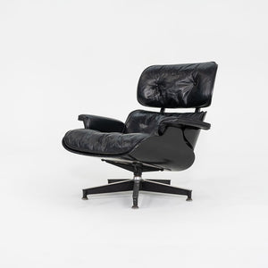 1963 Mega Rare Herman Miller Eames Lounge Chair and Ottoman 670 & 671 by Charles and Ray Eames in Ebonized Wood with Black Leather