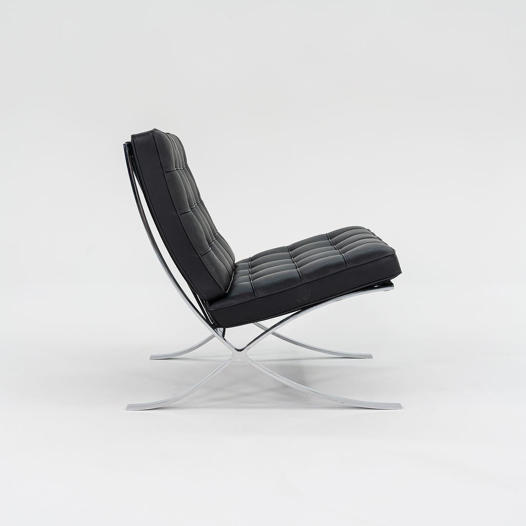 2010s Barcelona Chair, Model 250L by Mies van der Rohe and Lilly Reich for Knoll in Chromed Steel and Black Leather