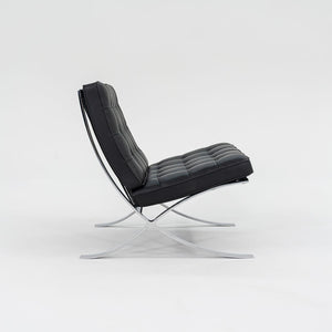 SOLD 2010s Barcelona Chair, Model 250L by Mies van der Rohe and Lilly Reich for Knoll in Chromed Steel and Black Leather