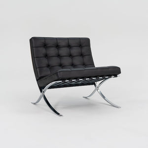 SOLD 2010s Barcelona Chair, Model 250L by Mies van der Rohe and Lilly Reich for Knoll in Chromed Steel and Black Leather