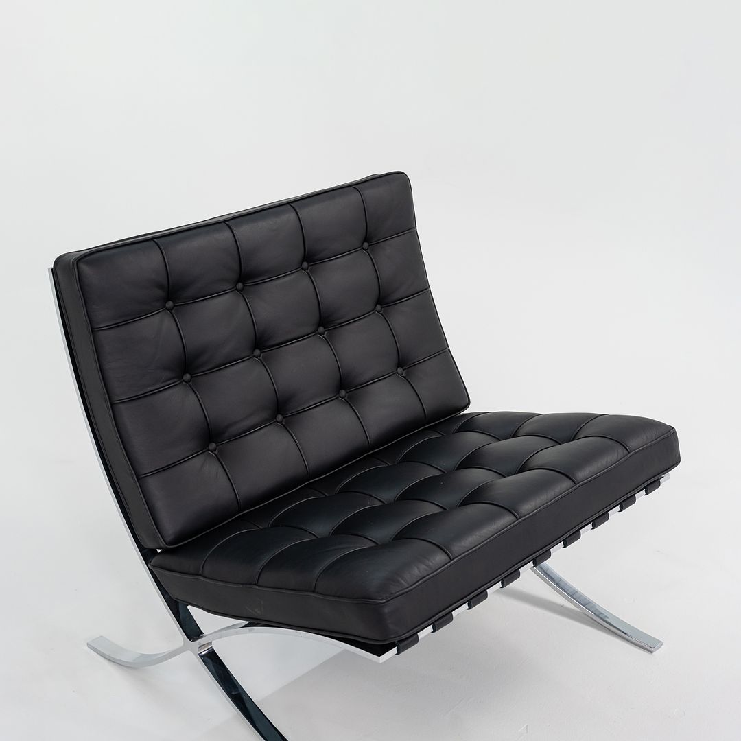 SOLD 2010s Barcelona Chair, Model 250L by Mies van der Rohe and Lilly Reich for Knoll in Chromed Steel and Black Leather