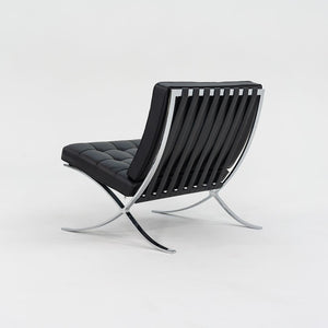 SOLD 2010s Barcelona Chair, Model 250L by Mies van der Rohe and Lilly Reich for Knoll in Chromed Steel and Black Leather