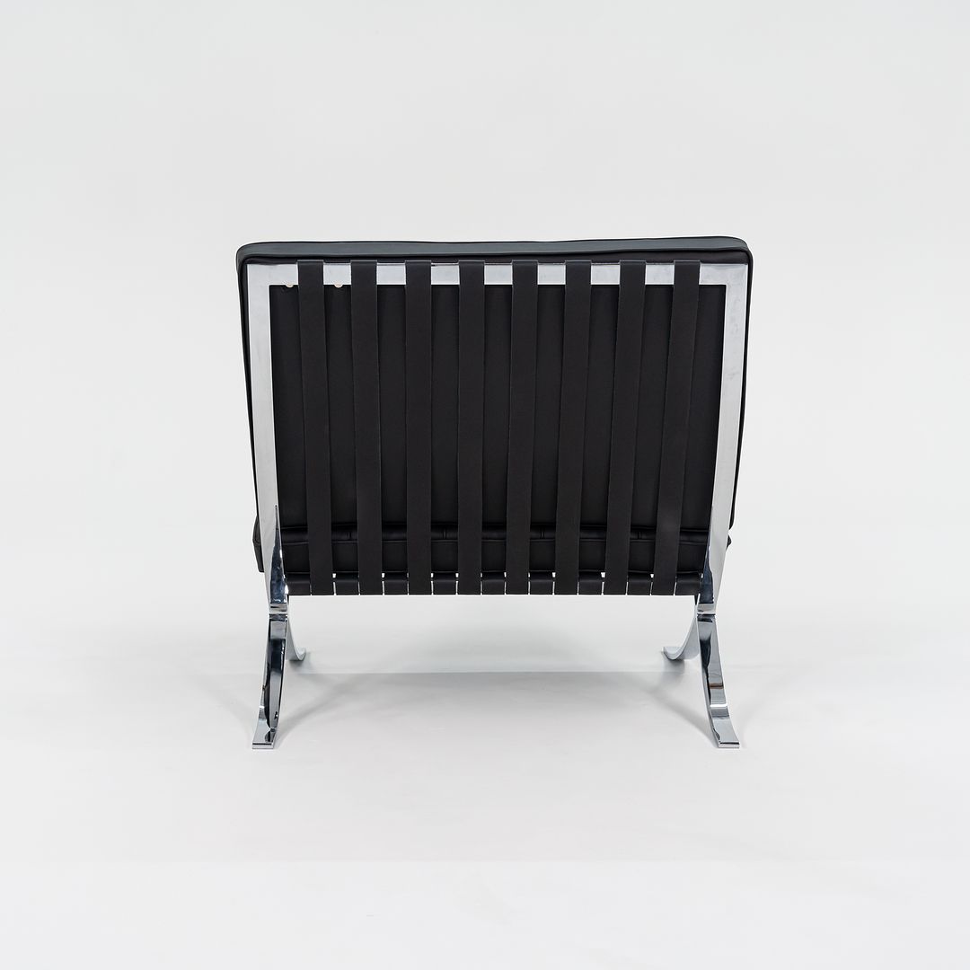SOLD 2010s Barcelona Chair, Model 250L by Mies van der Rohe and Lilly Reich for Knoll in Chromed Steel and Black Leather
