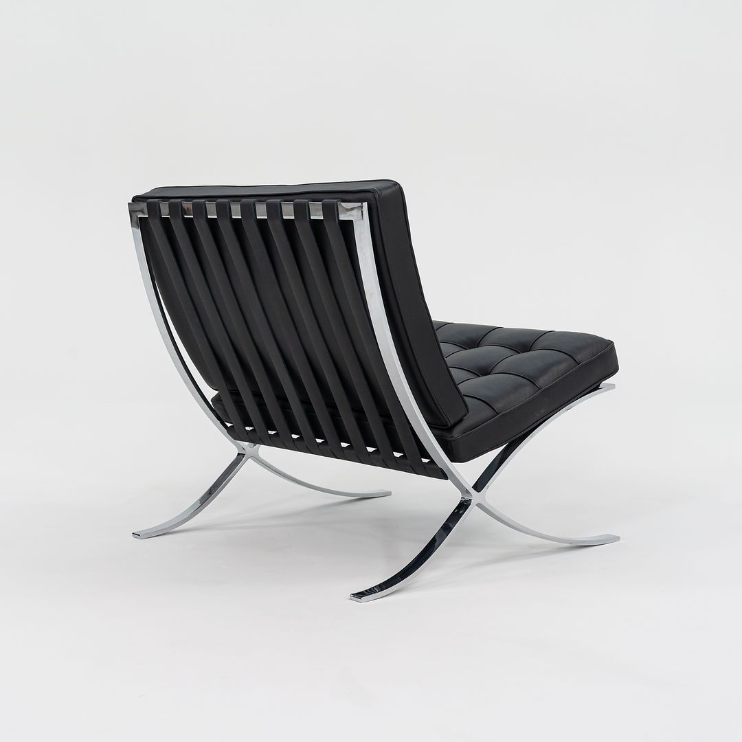 SOLD 2010s Barcelona Chair, Model 250L by Mies van der Rohe and Lilly Reich for Knoll in Chromed Steel and Black Leather