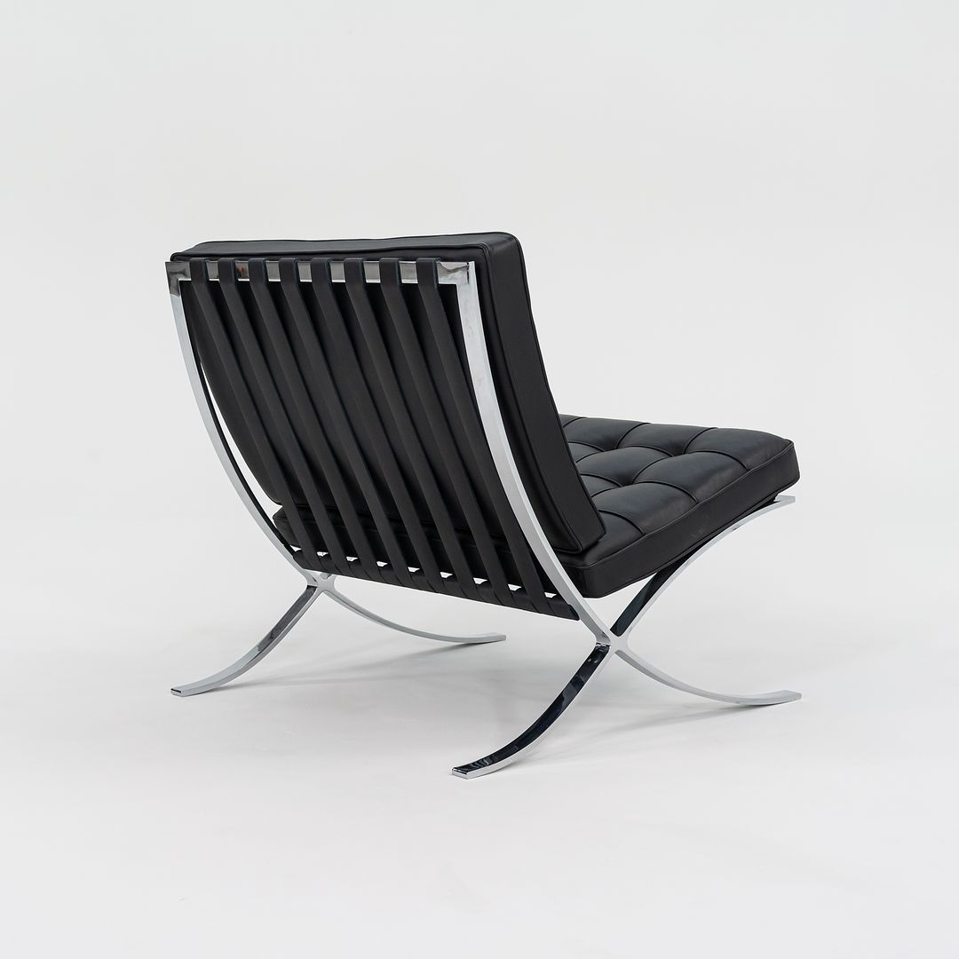 2010s Barcelona Chair, Model 250L by Mies van der Rohe and Lilly Reich for Knoll in Chromed Steel and Black Leather