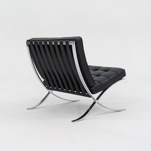 SOLD 2010s Barcelona Chair, Model 250L by Mies van der Rohe and Lilly Reich for Knoll in Chromed Steel and Black Leather