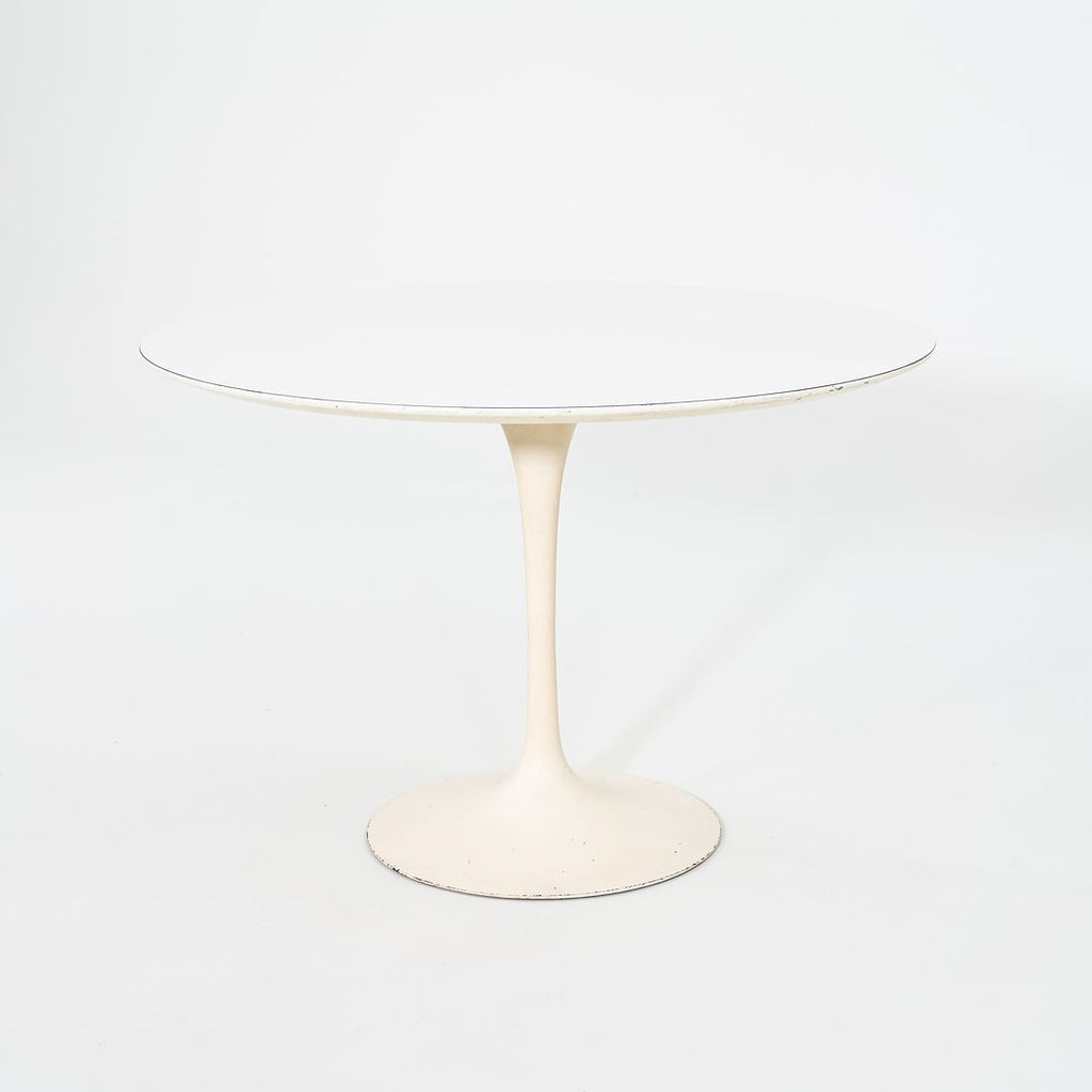 1960s Saarinen Dining Table, Model 173F by Eero Saarinen for Knoll International with Cast Iron Base and 42 inch White Laminate Top