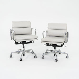 SOLD 2019 Herman Miller Eames Soft Pad Management Desk Chair in Off-White Leather with Pneumatic Base EA435 2x Available