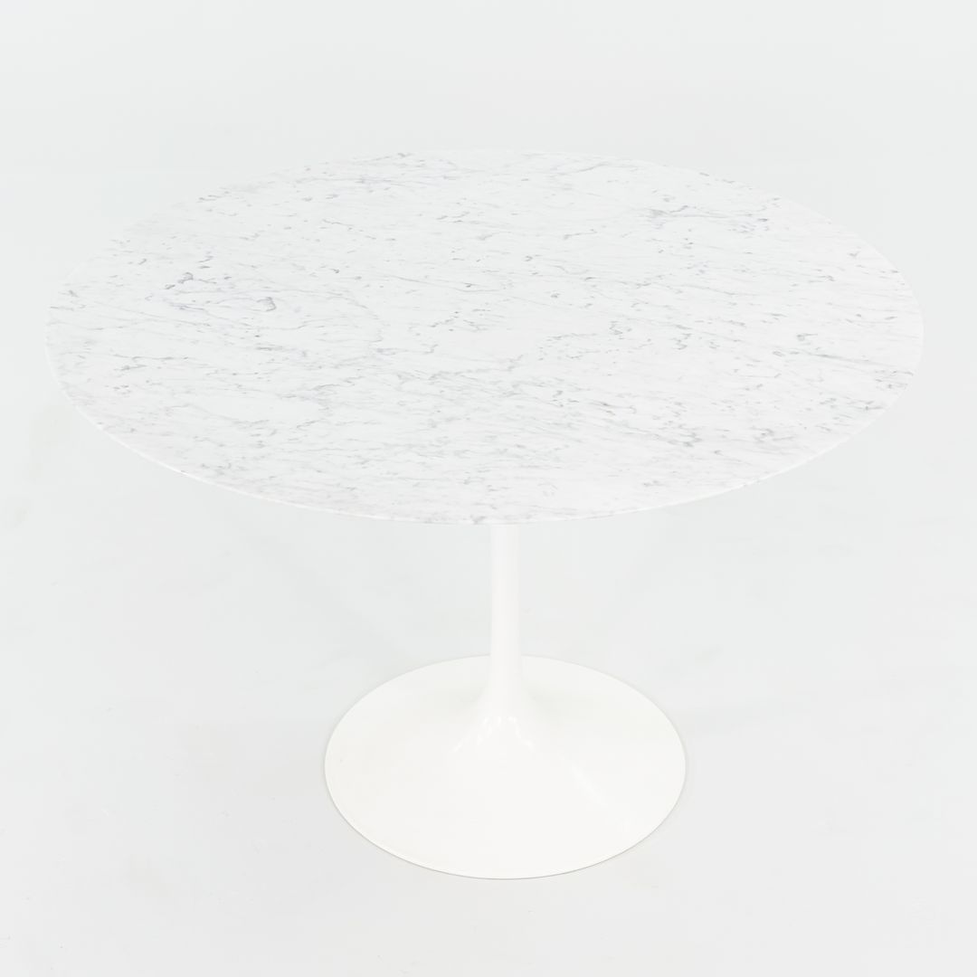 2010s Eero Saarinen for Knoll Tulip Pedestal Dining Table with 42" Round Carrara White Marble Top, Model 173F 2x Available
