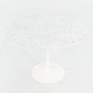 2010s Eero Saarinen for Knoll Tulip Pedestal Dining Table with 42" Round Carrara White Marble Top, Model 173F 2x Available