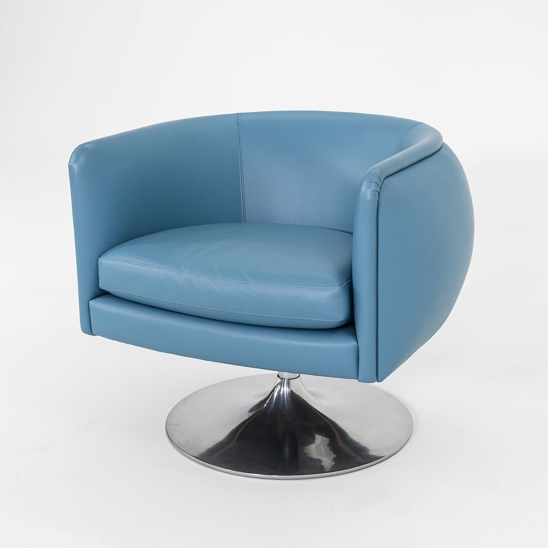 2010s D'Urso Swivel Chair, Model 2165 by Joe D'Urso for Knoll in Blue Leather 6x Available