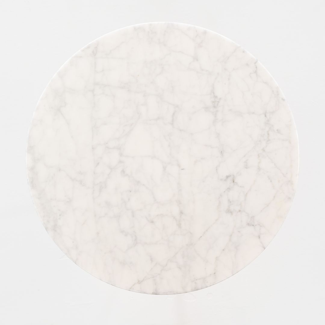 SOLD 2002 Round Tulip Pedestal Side Table, Model 163 TR by Eero Saarinen for Knoll with White Marble Top