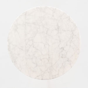 SOLD 2002 Round Tulip Pedestal Side Table, Model 163 TR by Eero Saarinen for Knoll with White Marble Top