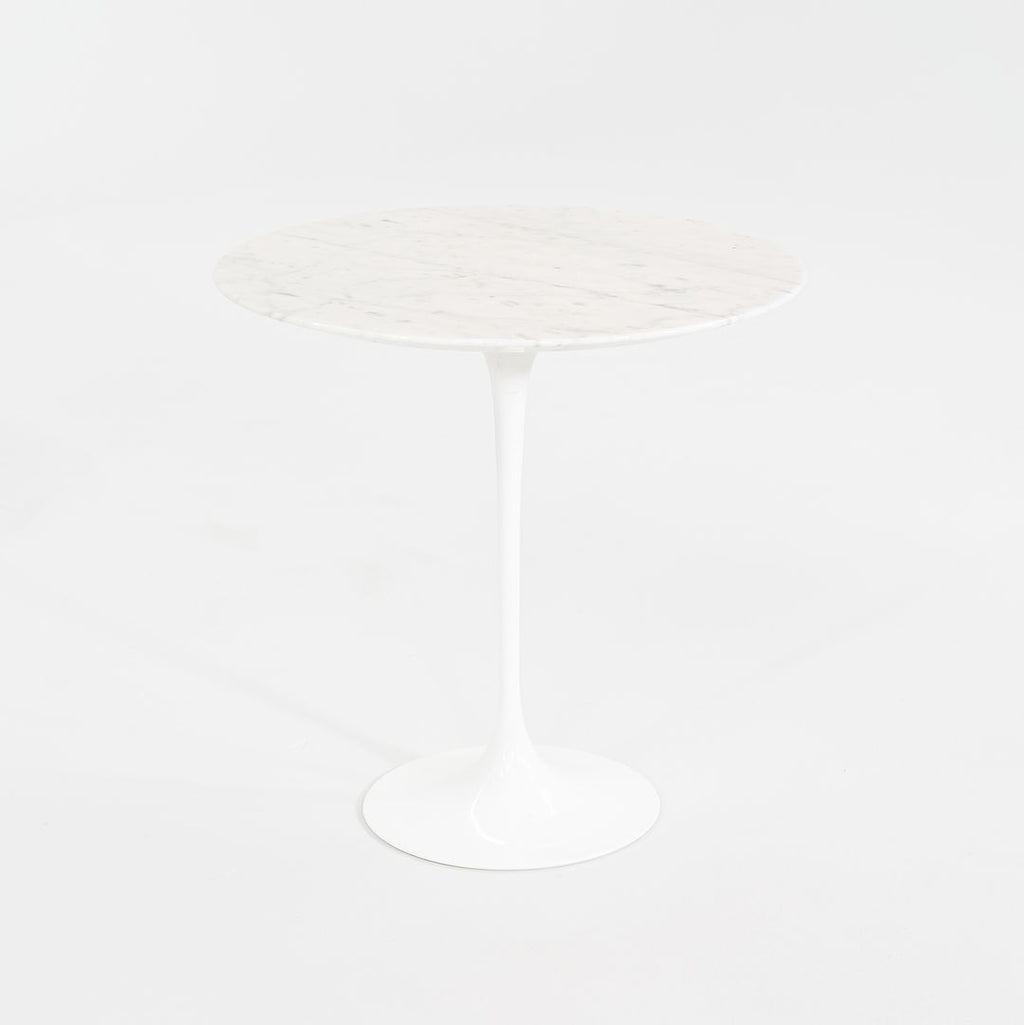 SOLD 2002 Round Tulip Pedestal Side Table, Model 163 TR by Eero Saarinen for Knoll with White Marble Top
