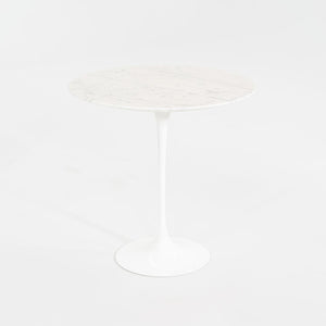 SOLD 2002 Round Tulip Pedestal Side Table, Model 163 TR by Eero Saarinen for Knoll with White Marble Top