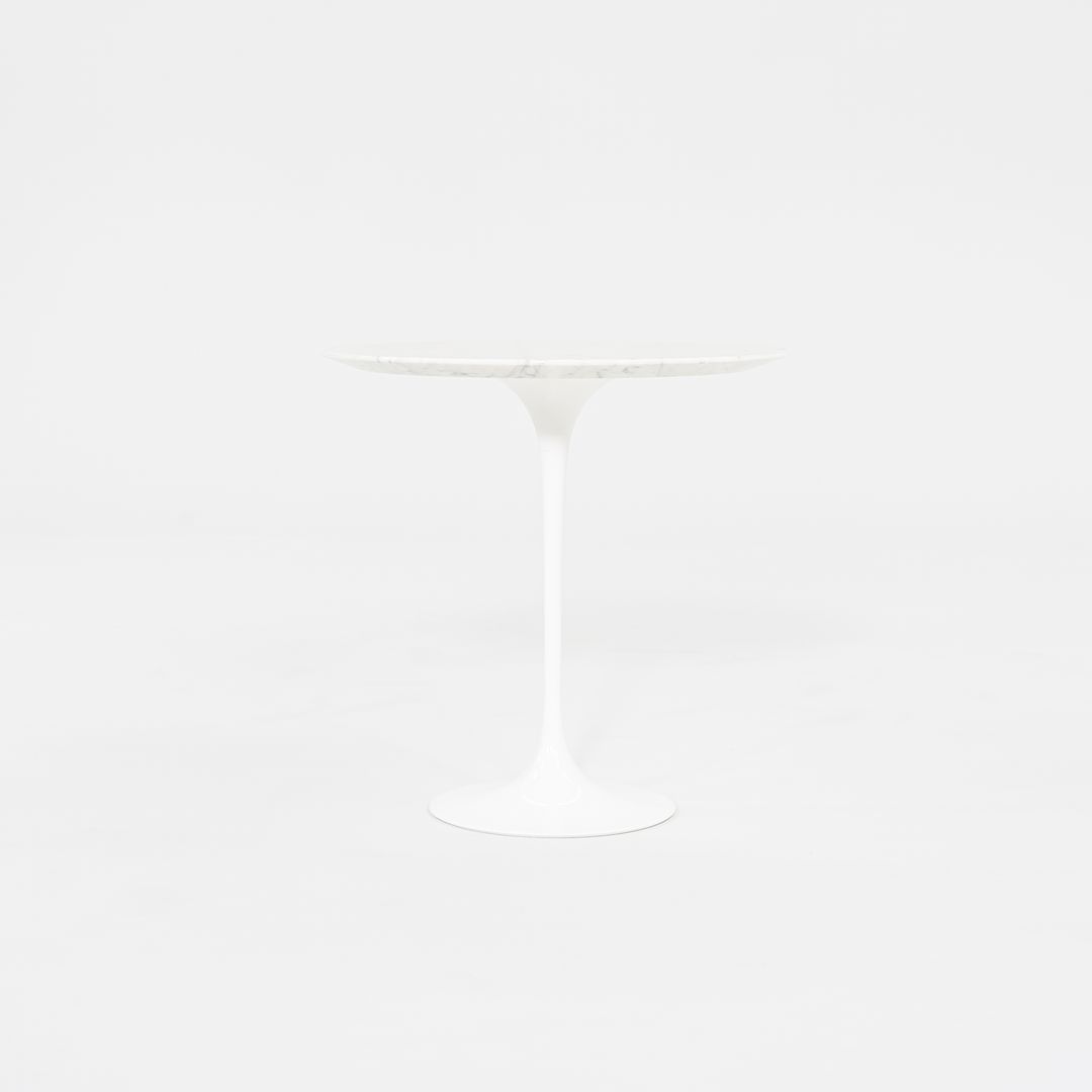 SOLD 2002 Round Tulip Pedestal Side Table, Model 163 TR by Eero Saarinen for Knoll with White Marble Top