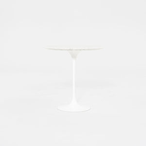 2002 Round Tulip Pedestal Side Table, Model 163 TR by Eero Saarinen for Knoll with White Marble Top