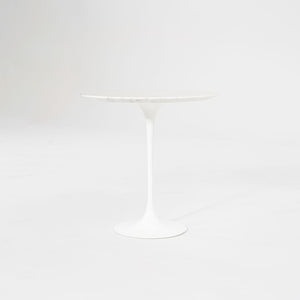 SOLD 2002 Round Tulip Pedestal Side Table, Model 163 TR by Eero Saarinen for Knoll with White Marble Top