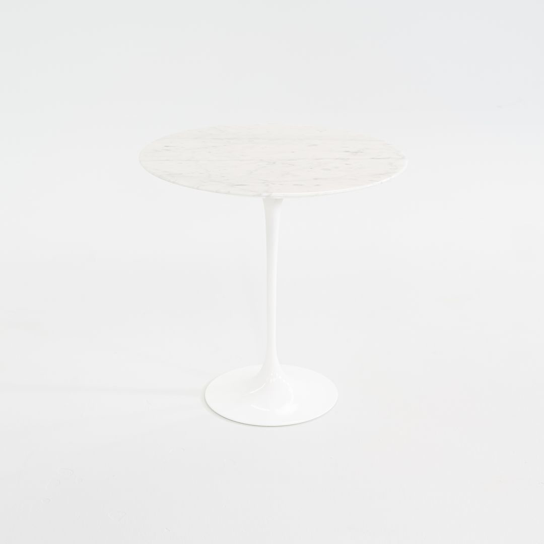 SOLD 2002 Round Tulip Pedestal Side Table, Model 163 TR by Eero Saarinen for Knoll with White Marble Top