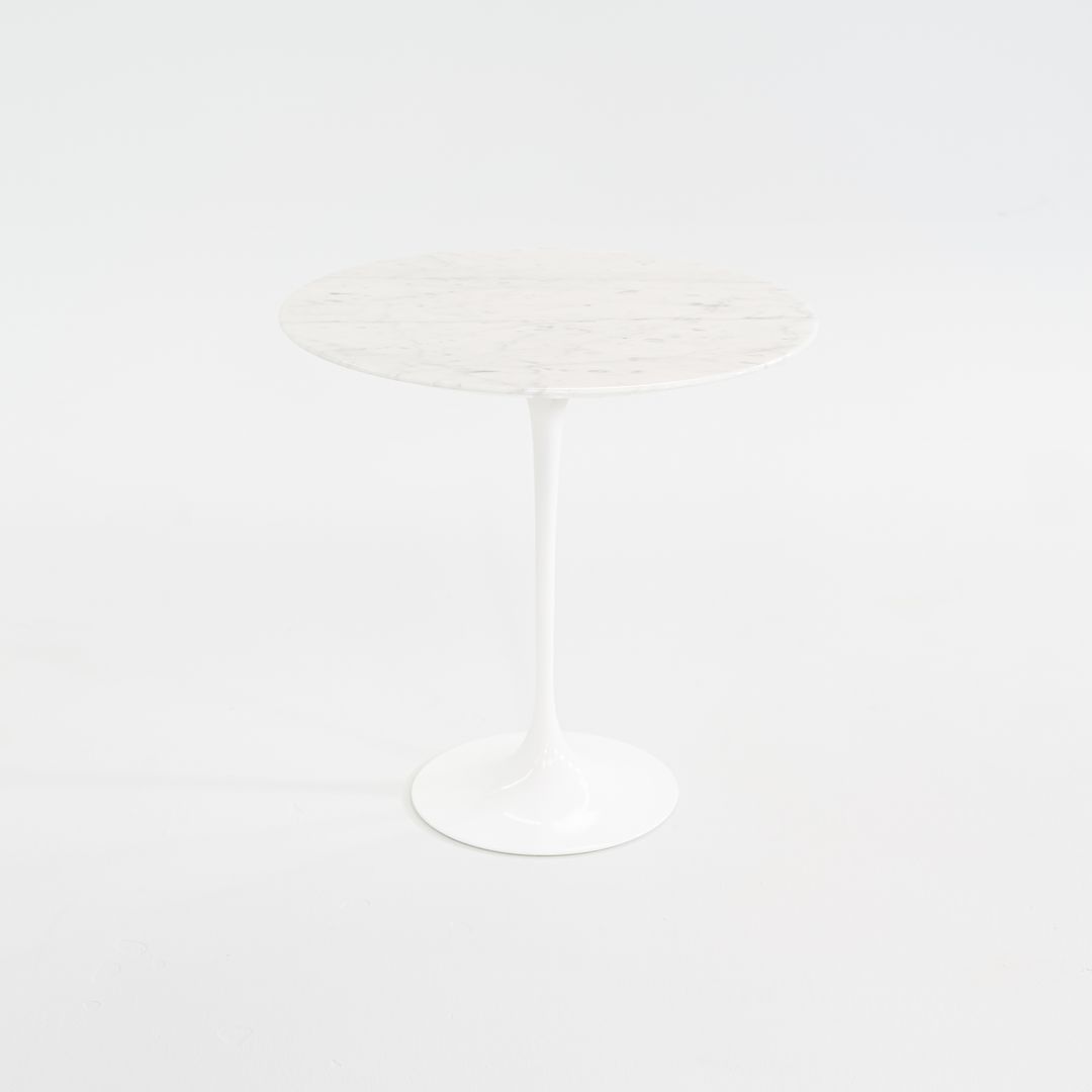 2002 Round Tulip Pedestal Side Table, Model 163 TR by Eero Saarinen for Knoll with White Marble Top