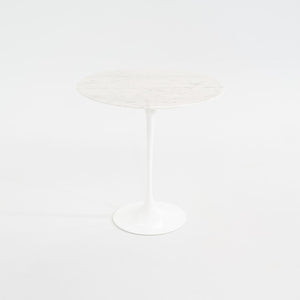 2002 Round Tulip Pedestal Side Table, Model 163 TR by Eero Saarinen for Knoll with White Marble Top