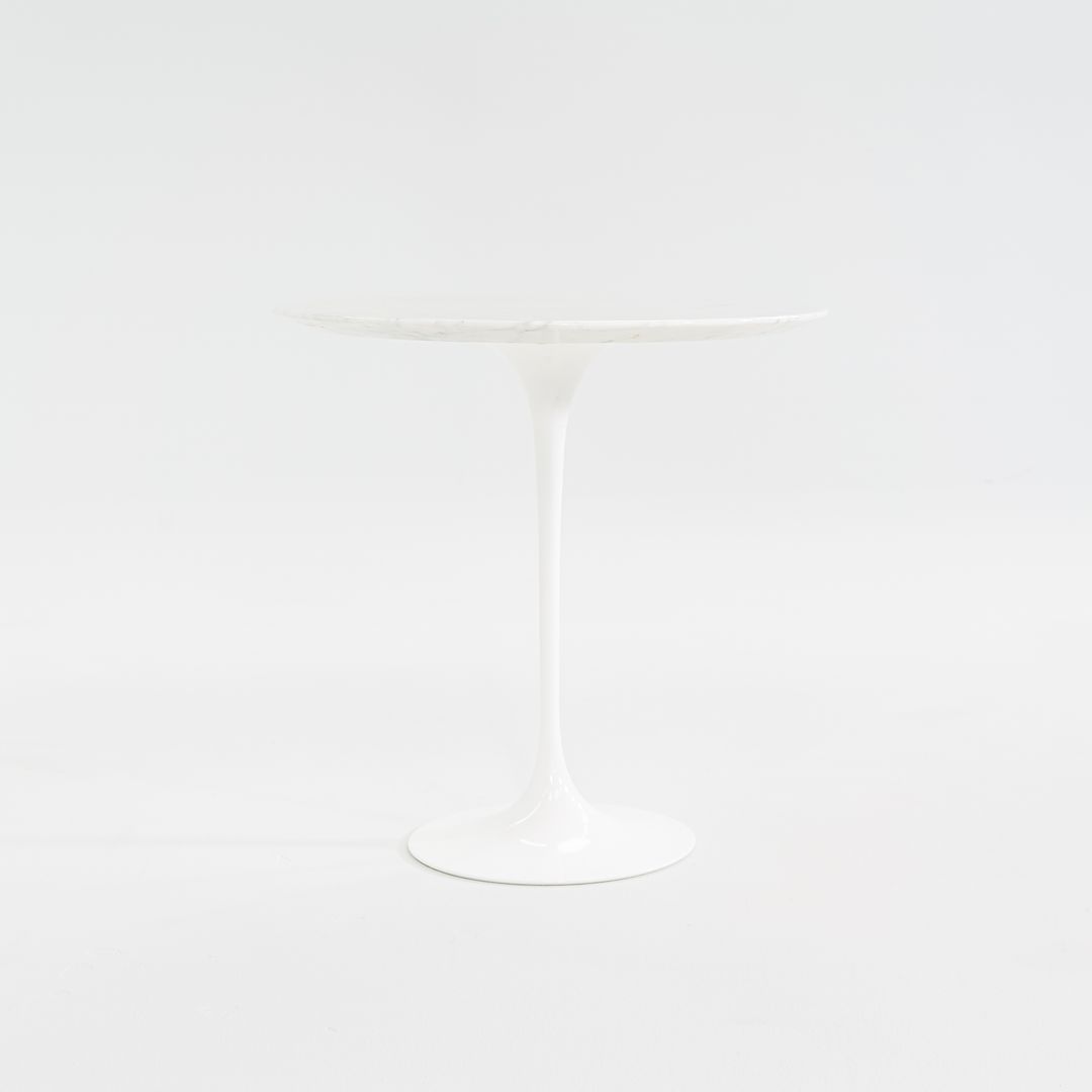 SOLD 2002 Round Tulip Pedestal Side Table, Model 163 TR by Eero Saarinen for Knoll with White Marble Top