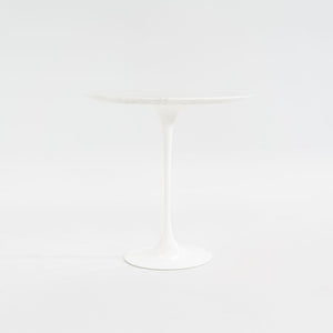 SOLD 2002 Round Tulip Pedestal Side Table, Model 163 TR by Eero Saarinen for Knoll with White Marble Top