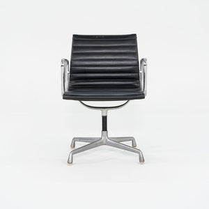 1970s Herman Miller Aluminum Management Side Chairs in Black Naugahyde 2x Available
