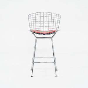 SOLD 2010s Bertoia Counter Stool 426C by Harry Bertoia for Knoll in Chrome with Red Seat Pads 1x Available