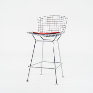 SOLD 2010s Bertoia Counter Stool 426C by Harry Bertoia for Knoll in Chrome with Red Seat Pads 1x Available