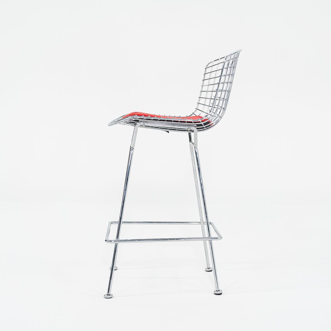 2010s Bertoia Counter Stool 426C by Harry Bertoia for Knoll in Chrome with Red Seat Pads 5x Available