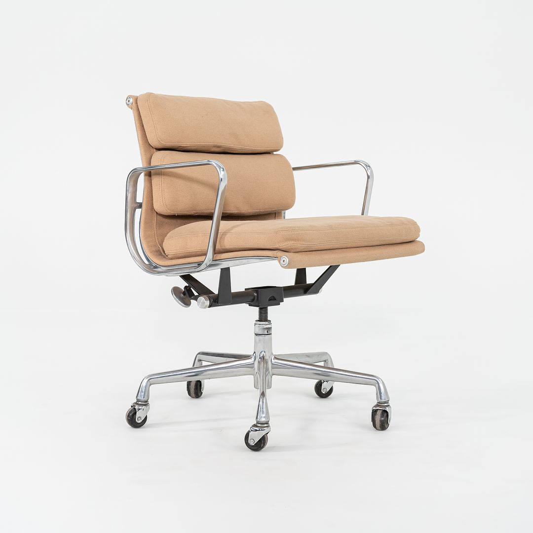 1996 Eames Soft Pad Management Chair, EA435 by Ray and Charles Eames for Herman Miller in Tan Hopsack Fabric 6x Available